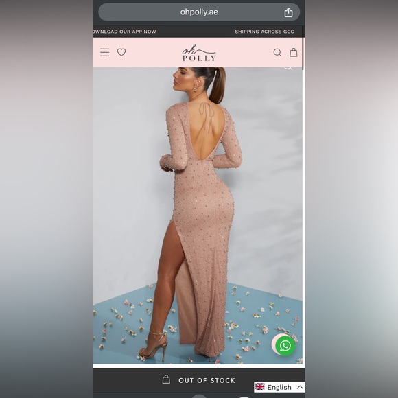 Oh Polly VIENNA Long Sleeve Embellished Backless Maxi Dress in Beige *RARE* - Picture 3 of 3